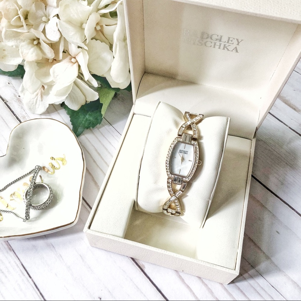 Badgley Mischka Crystal Gold Stainless Watch